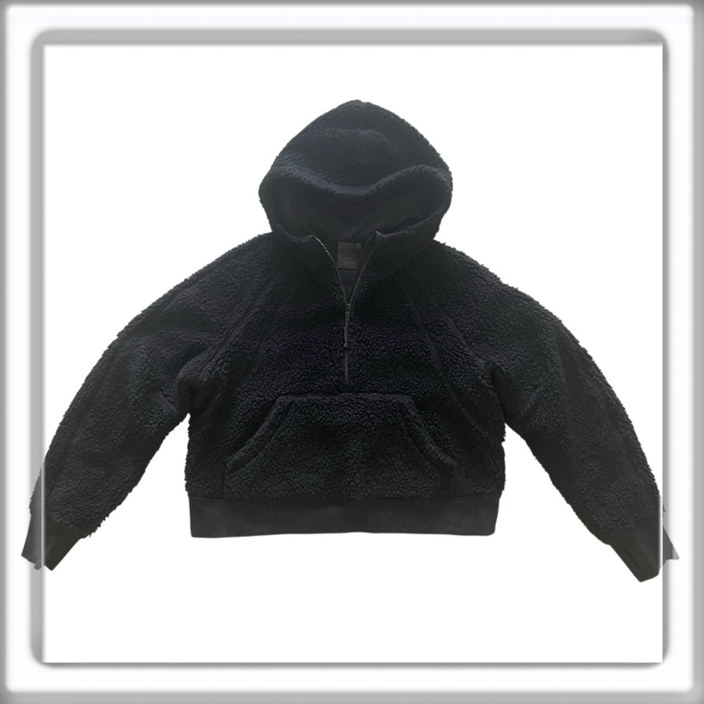 Lululemon Textured Fleece 1/2 Zip Hoodie Jacket Black Pocket Size Medium Large
